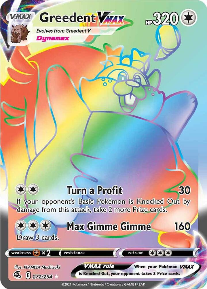 Greedent VMAX 272/264 Holofoil — Fusion Strike Pokémon card