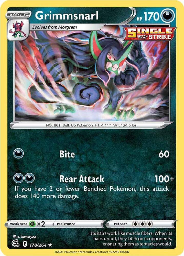 Grimmsnarl 178/264 Reverse Holofoil — Fusion Strike Pokémon card