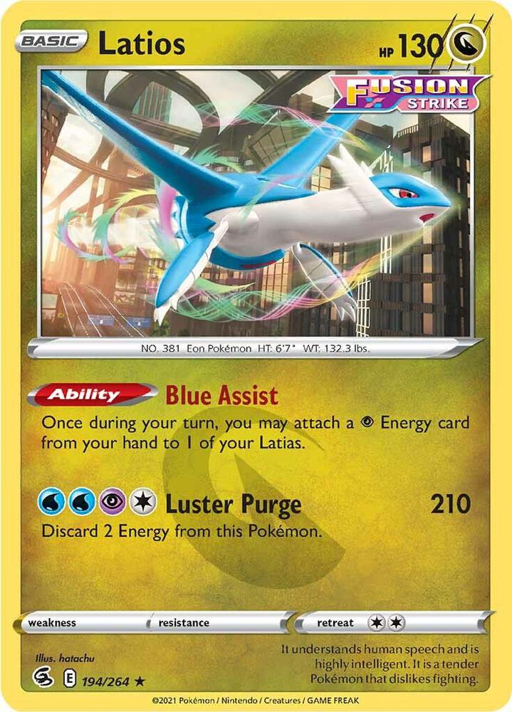 Latios 194/264 Reverse Holofoil — Fusion Strike Pokémon card