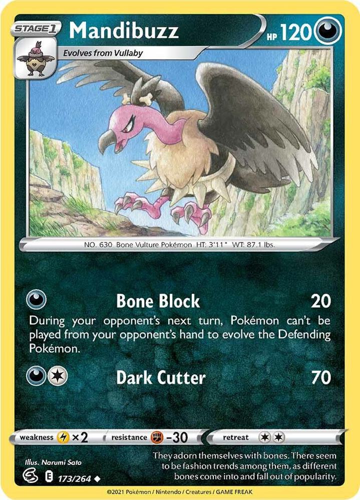 Mandibuzz 173/264 Reverse Holofoil — Fusion Strike Pokémon card