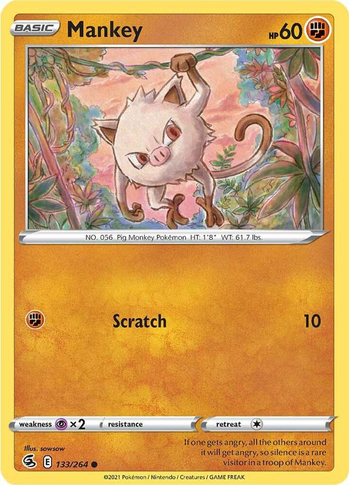 Mankey 133/264 — Fusion Strike Pokémon card
