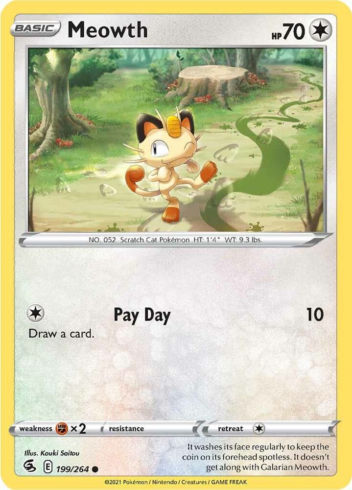 Meowth 199/264 — Fusion Strike Pokémon card