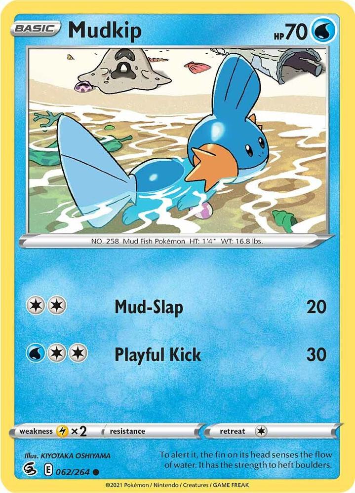 Pokemon - Fusion Strike - Mudkip - 062/264 - Reverse Holofoil