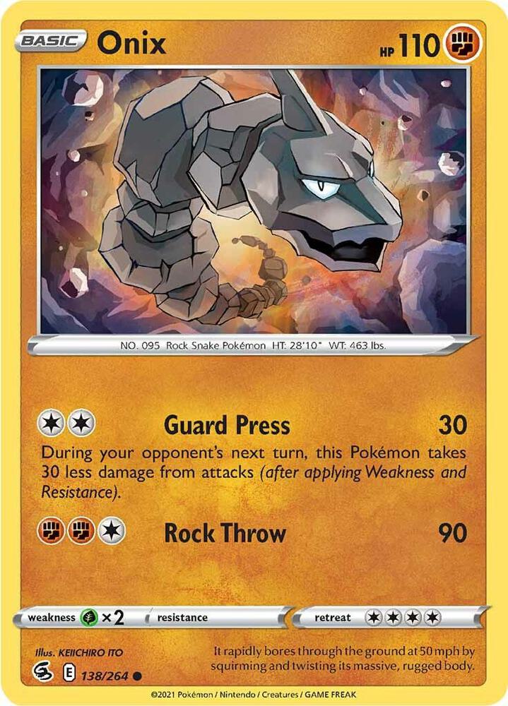 Onix 138/264 Reverse Holofoil — Fusion Strike Pokémon card