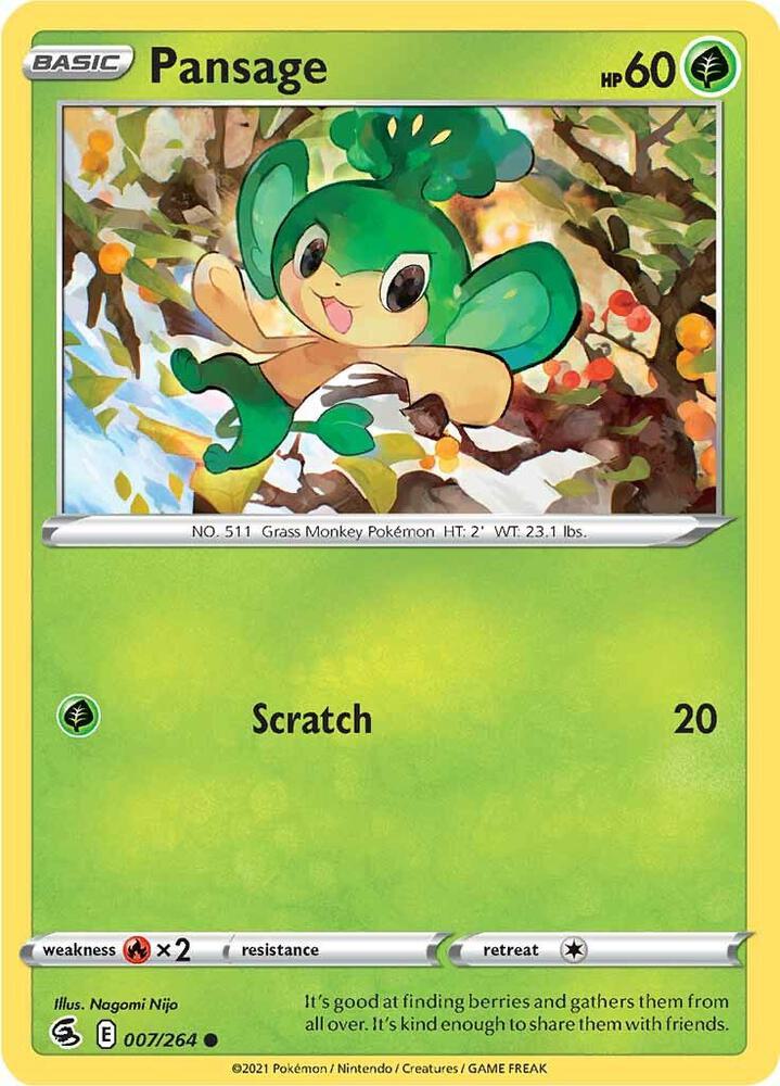 Pansage 007/264 — Fusion Strike Pokémon card