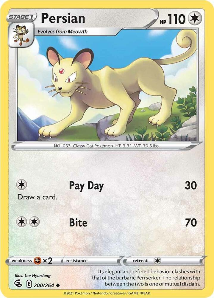 Persian 200/264 Reverse Holofoil — Fusion Strike Pokémon card