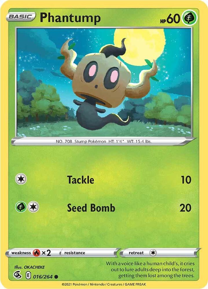 Phantump 016/264 Reverse Holofoil — Fusion Strike Pokémon card