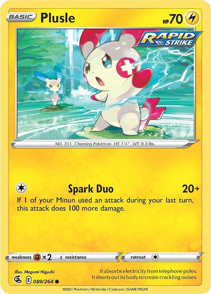 Plusle 089/264 Reverse Holofoil — Fusion Strike Pokémon card