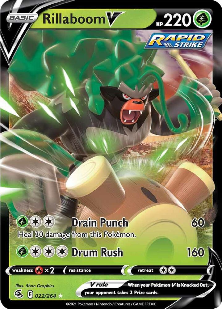 Rillaboom V 022/264 Holofoil — Fusion Strike Pokémon card