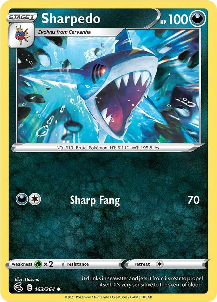 Sharpedo 163/264 Reverse Holofoil — Fusion Strike Pokémon card