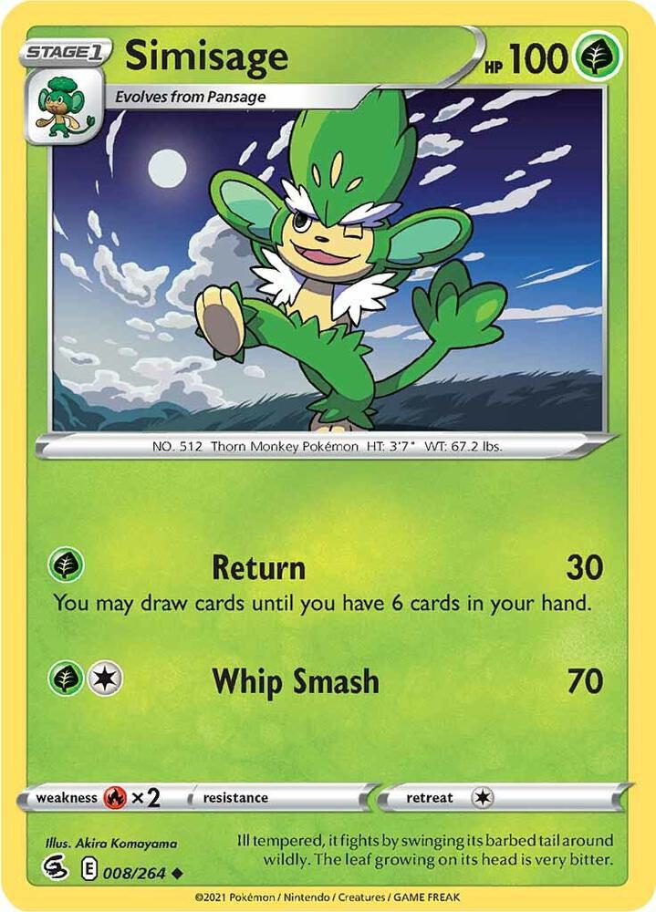 Simisage 008/264 — Fusion Strike Pokémon card