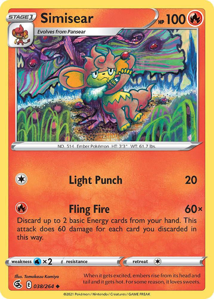 Simisear 038/264 — Fusion Strike Pokémon card