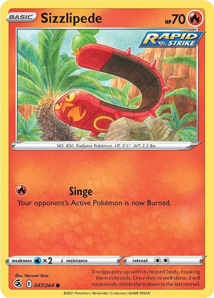 Sizzlipede 047/264 Reverse Holofoil — Fusion Strike Pokémon card