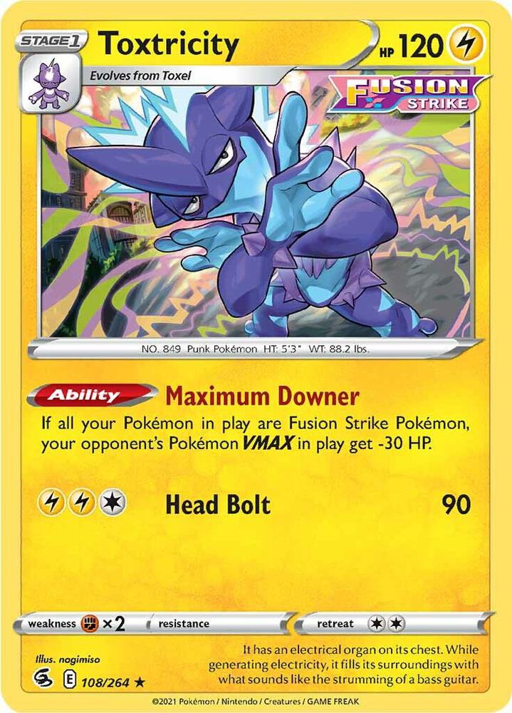 Toxtricity 108/264 Holofoil — Fusion Strike Pokémon card