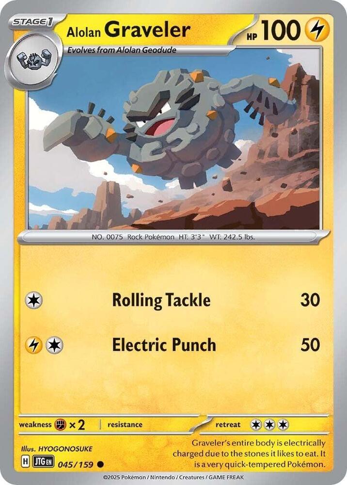 Alolan Graveler 045/159 Reverse Holofoil, Journey Together Pokémon card