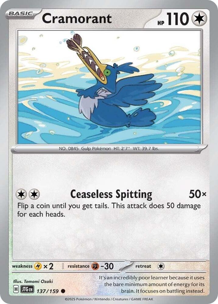 Cramorant 137/159 Reverse Holofoil — Journey Together Pokémon card