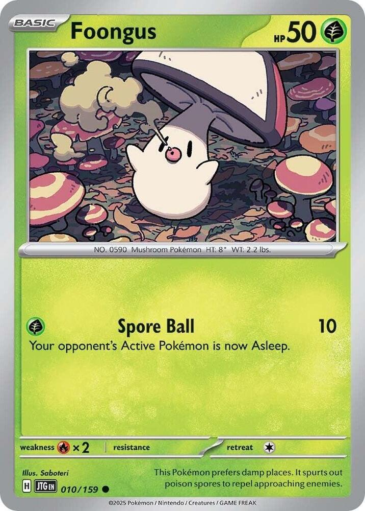 Foongus 010/159 Reverse Holofoil — Journey Together Pokémon card