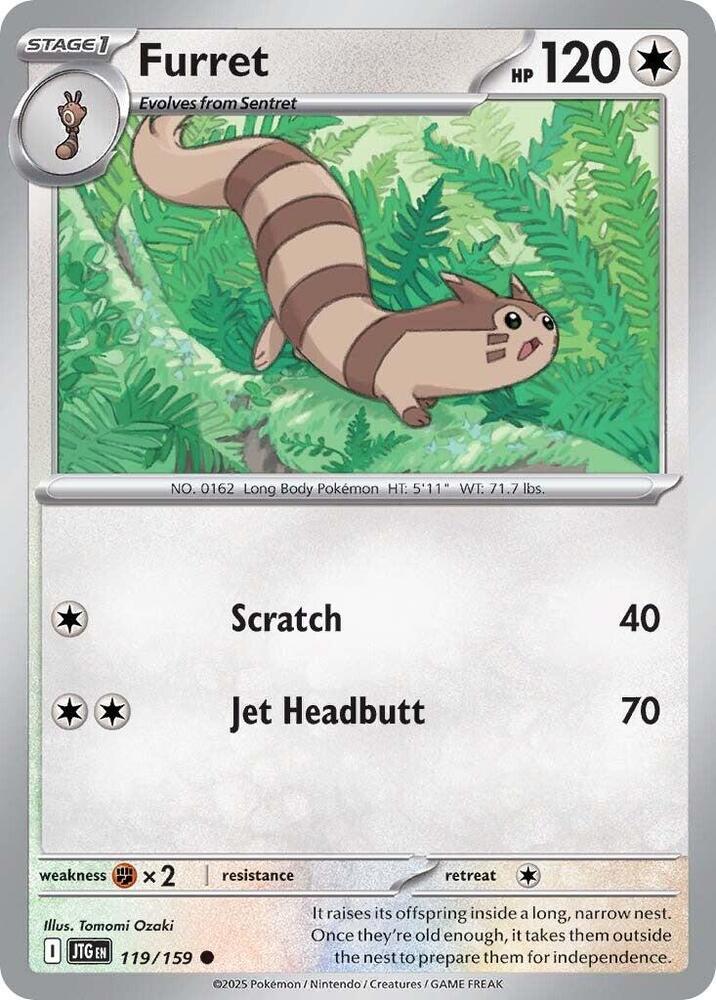 Furret 119/159 Reverse Holofoil — Journey Together Pokémon card