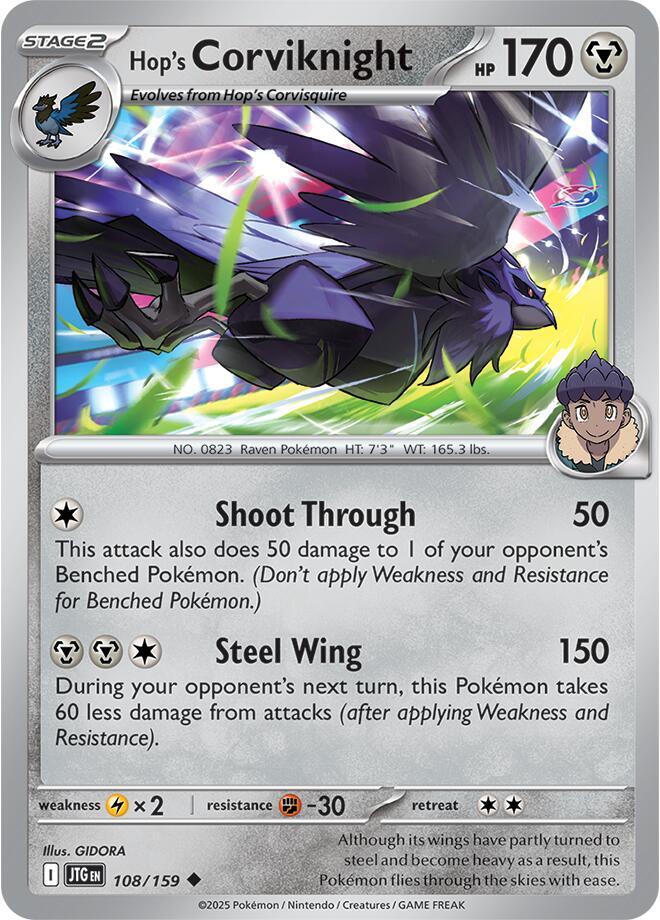 Hop's Corviknight 108/159 — Journey Together Pokémon card