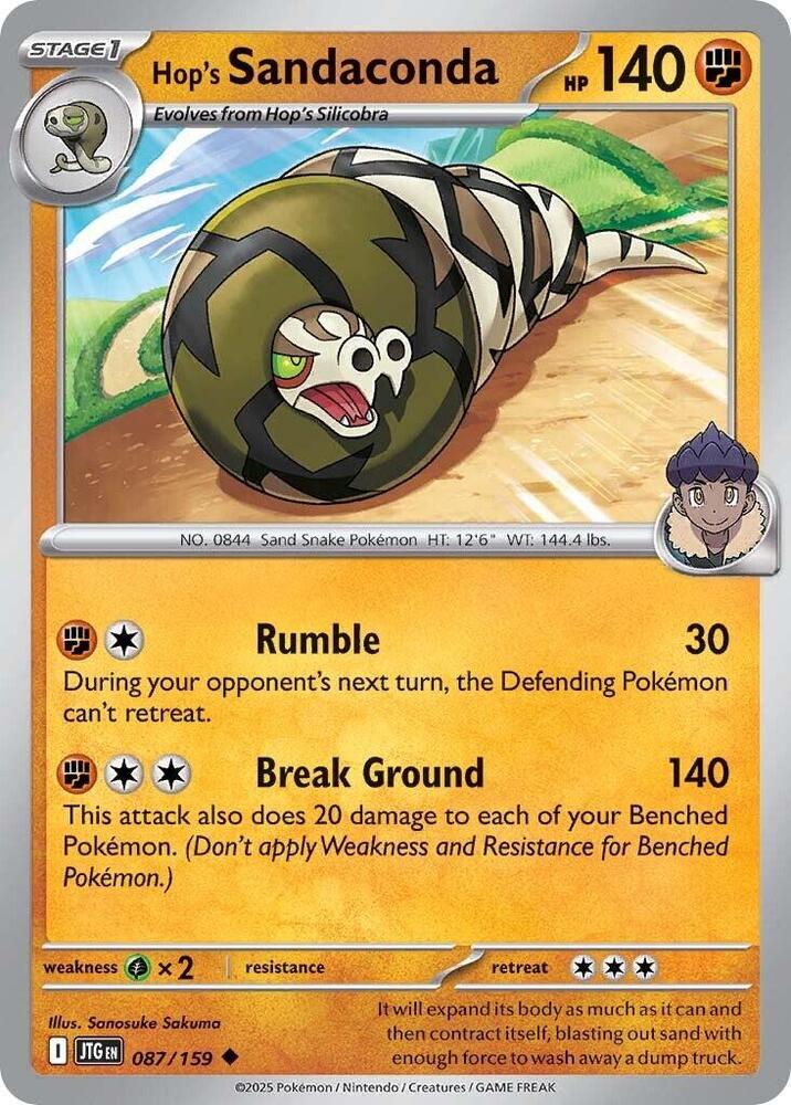 Hop's Sandaconda 087/159, Journey Together Pokémon card