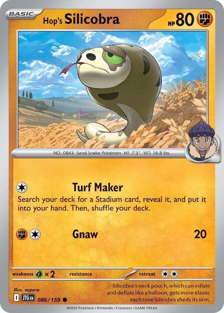 Hop's Silicobra 086/159, Journey Together Pokémon card