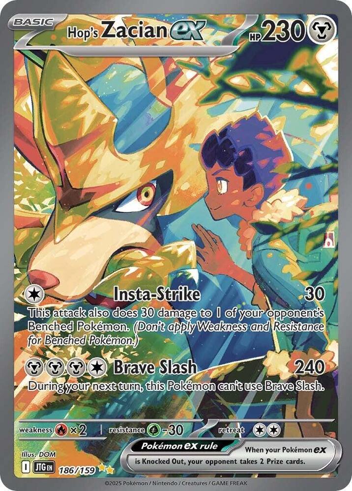 Hop's Zacian ex 186/159 Holofoil, Journey Together Pokémon card