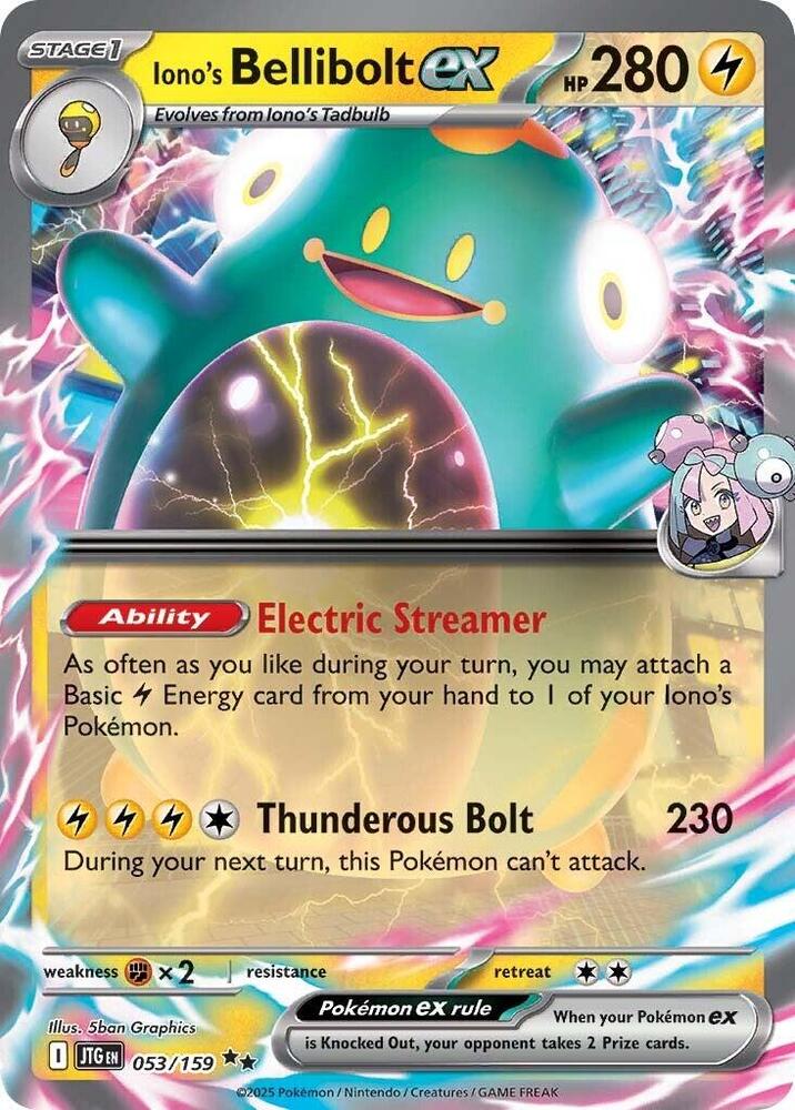 Iono's Bellibolt ex 053/159 Holofoil — Journey Together Pokémon card