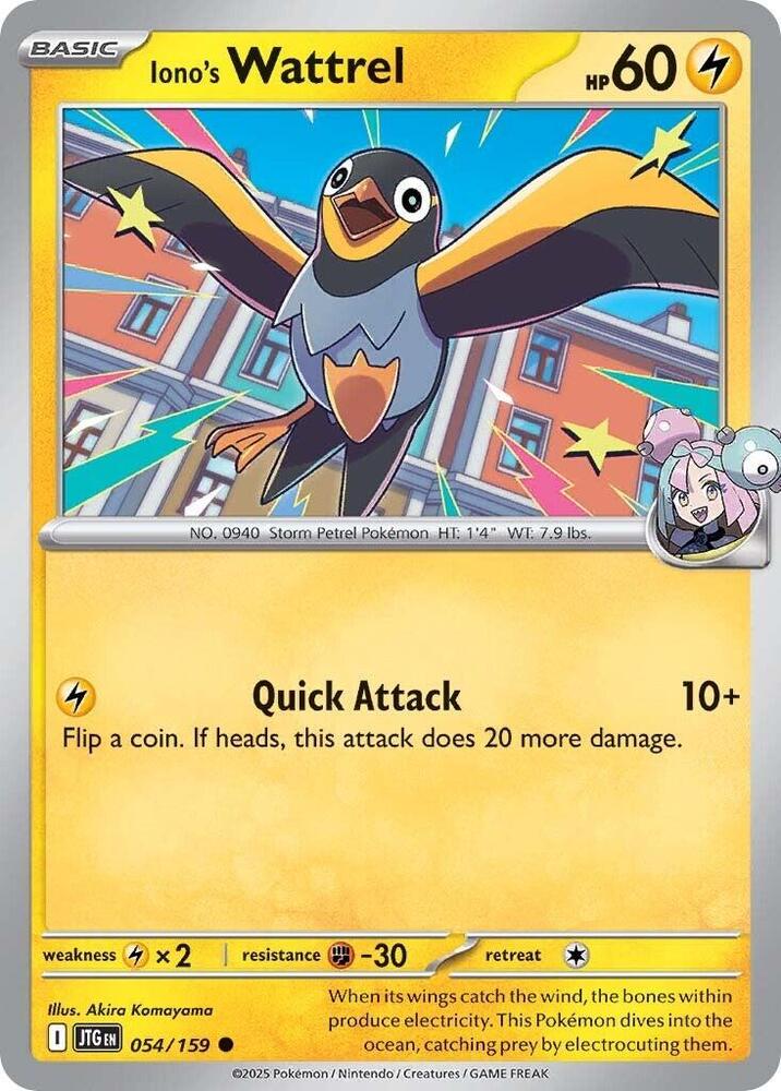 Iono's Wattrel 054/159 Reverse Holofoil — Journey Together Pokémon card