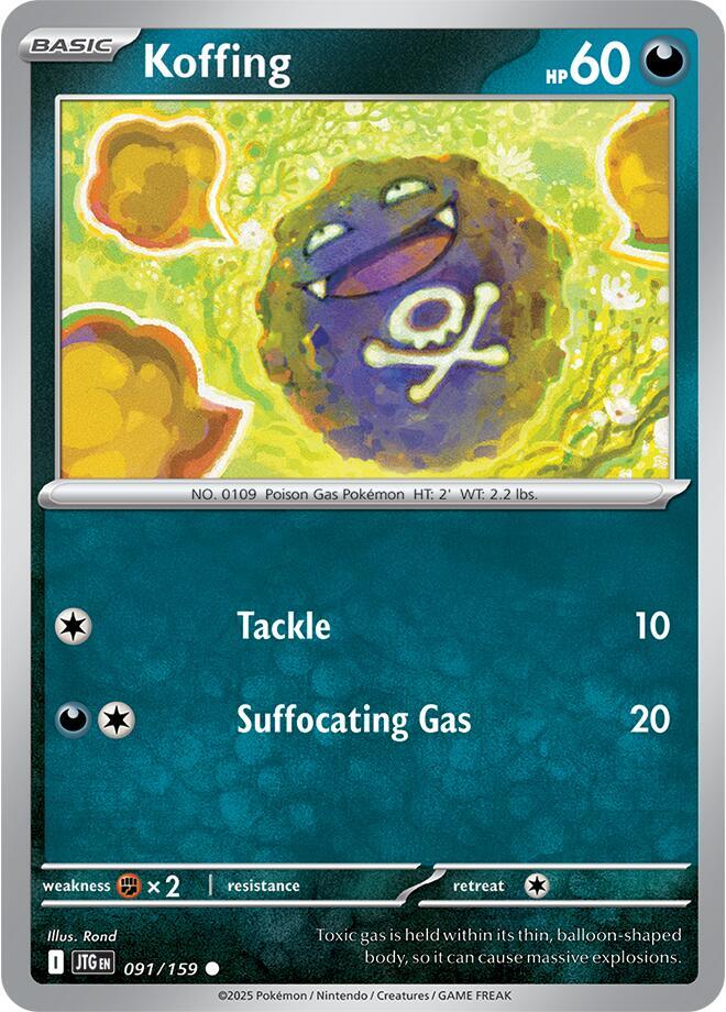 Koffing 091/159 Reverse Holofoil — Journey Together Pokémon card