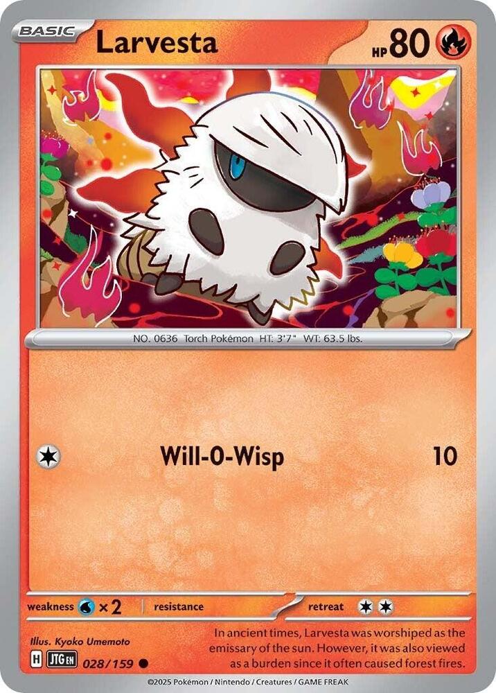 Larvesta 028/159 Reverse Holofoil, Journey Together Pokémon card