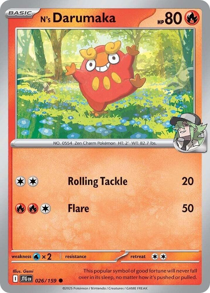 N's Darumaka 026/159 Reverse Holofoil — Journey Together Pokémon card