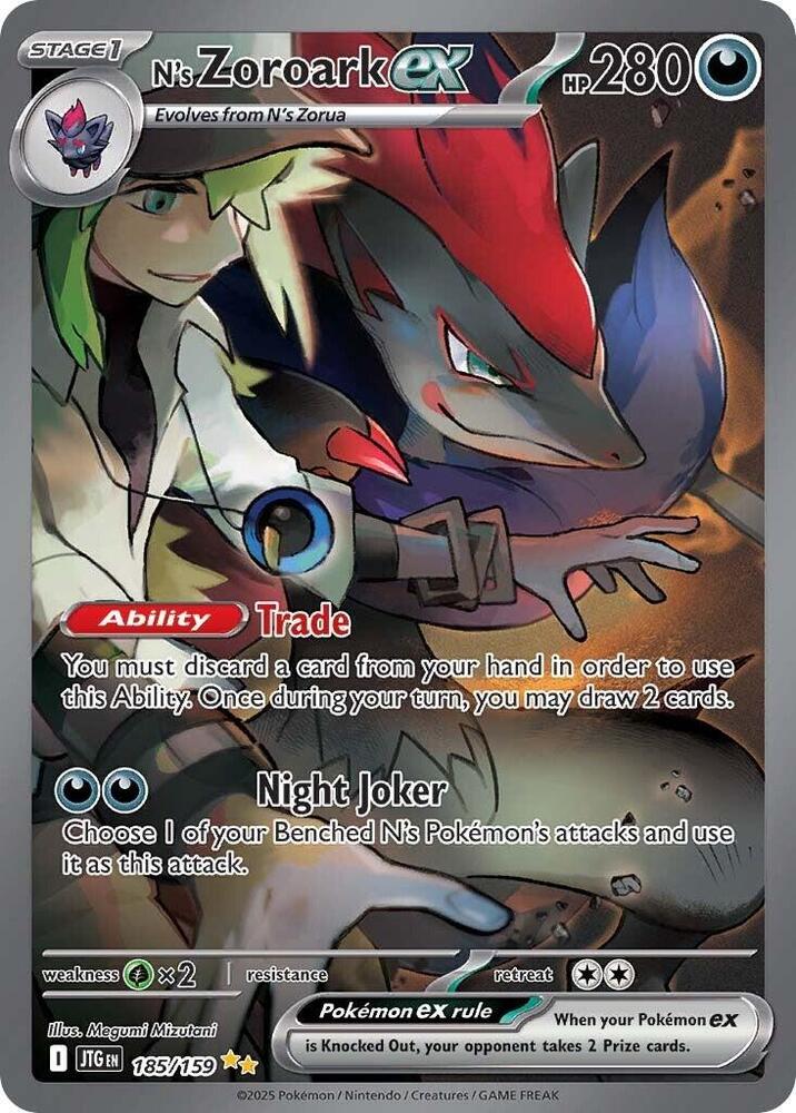 N's Zoroark ex 185/159 Holofoil, Journey Together Pokémon card