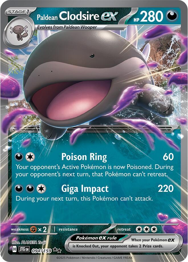 Paldean Clodsire ex 094/159 Holofoil, Journey Together Pokémon card
