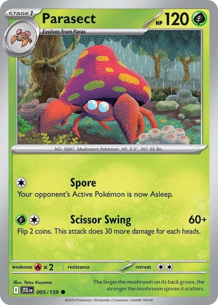 Parasect 005/159 Reverse Holofoil — Journey Together Pokémon card
