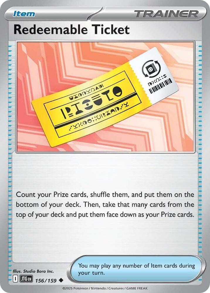 Redeemable Ticket 156/159 — Journey Together Pokémon card