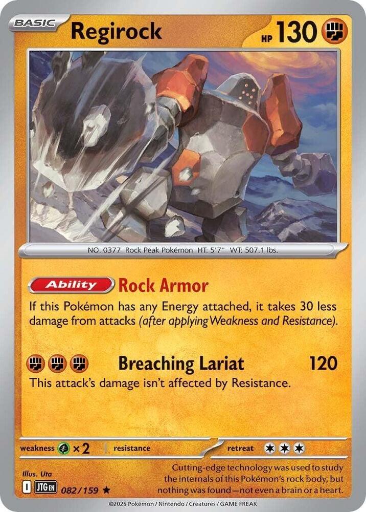 Regirock 082/159 Holofoil, Journey Together Pokémon card