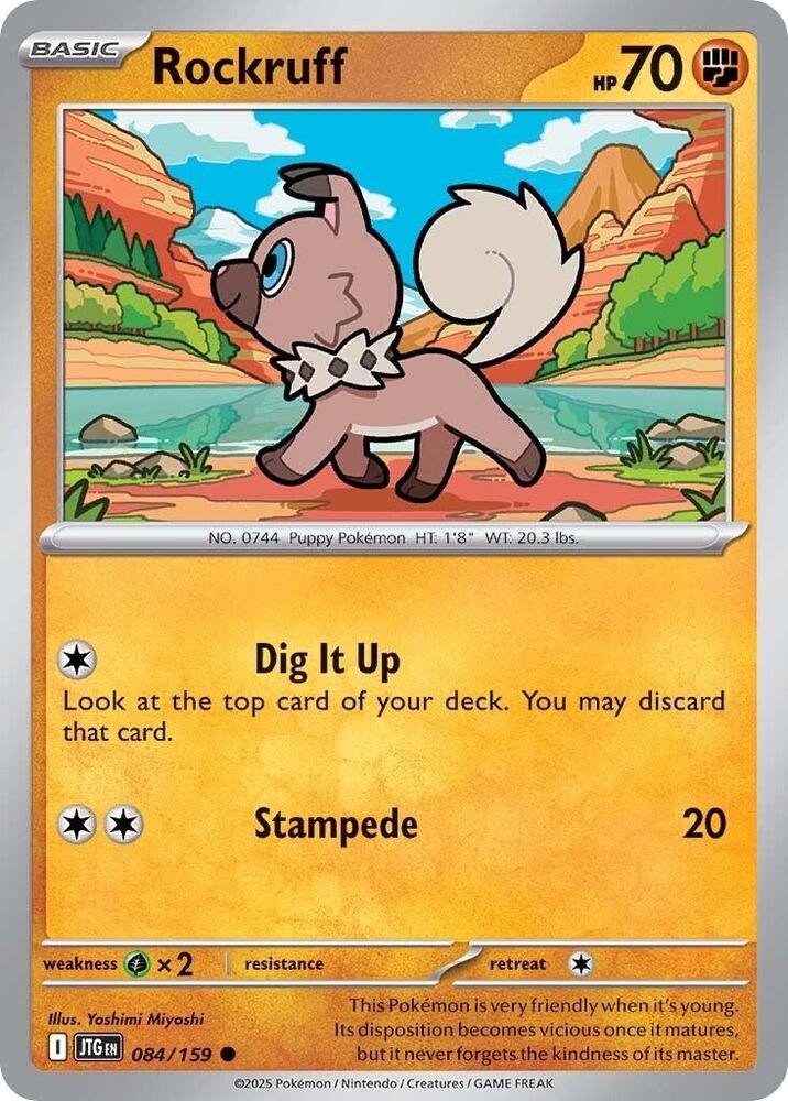 Rockruff 084/159 Reverse Holofoil, Journey Together Pokémon card