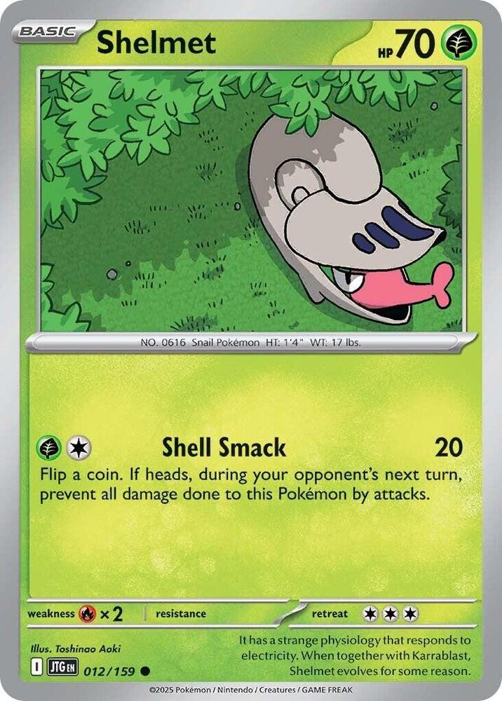 Shelmet 012/159 Reverse Holofoil, Journey Together Pokémon card
