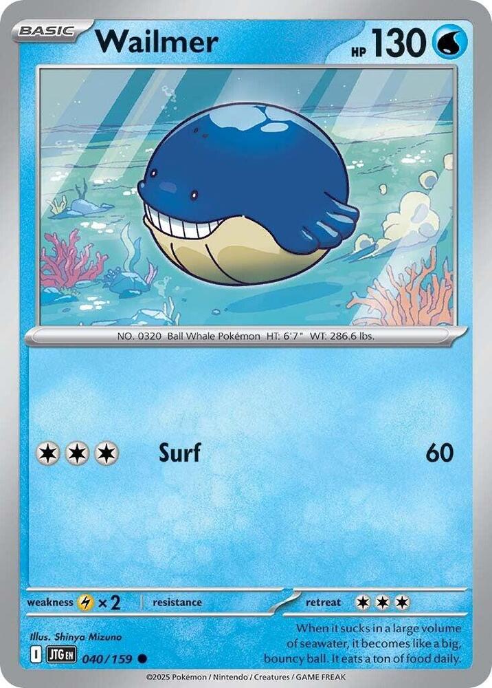 Wailmer 040/159 Reverse Holofoil, Journey Together Pokémon card
