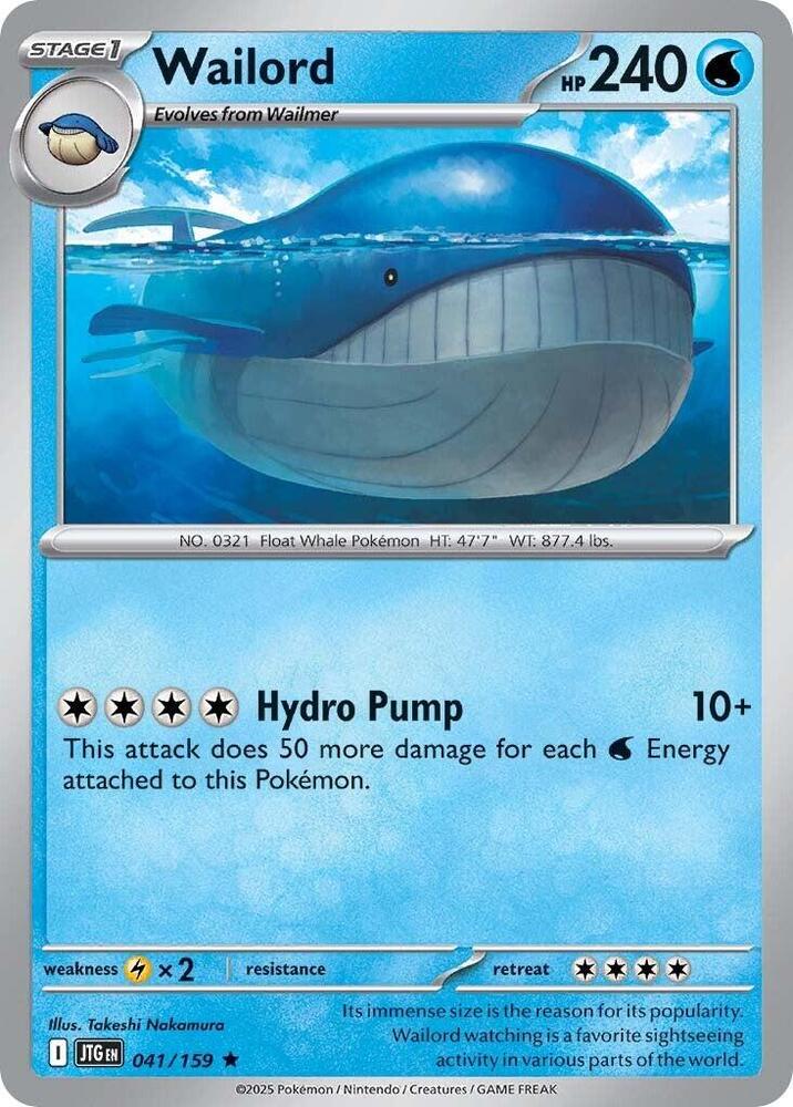Wailord 041/159 Holofoil, Journey Together Pokémon card