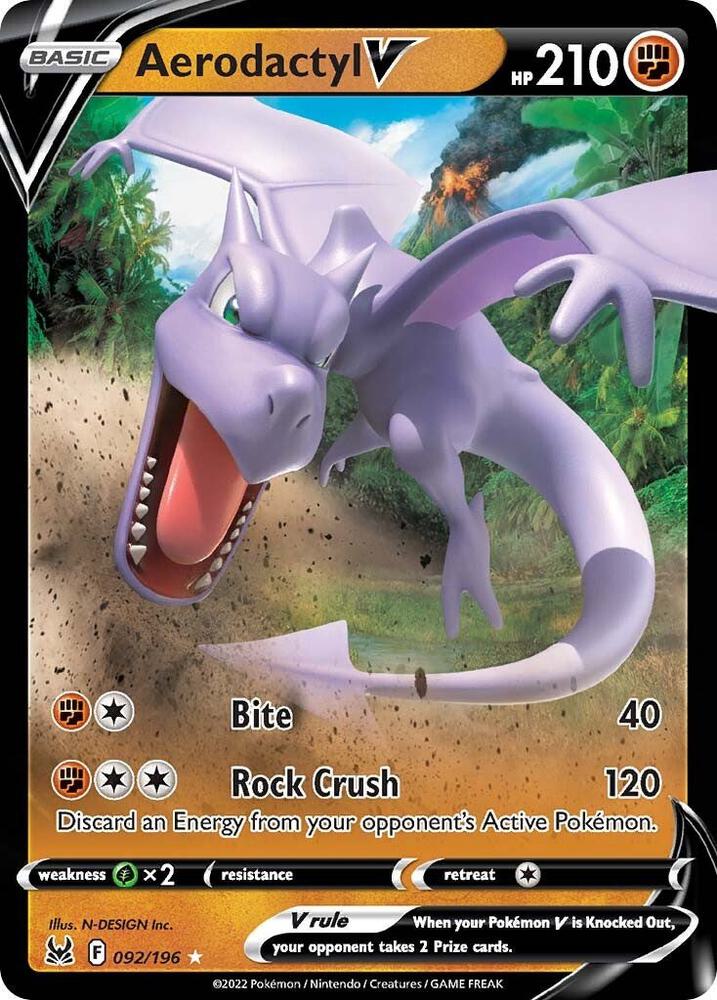 Aerodactyl V 092/196 Holofoil — Lost Origin Pokémon card
