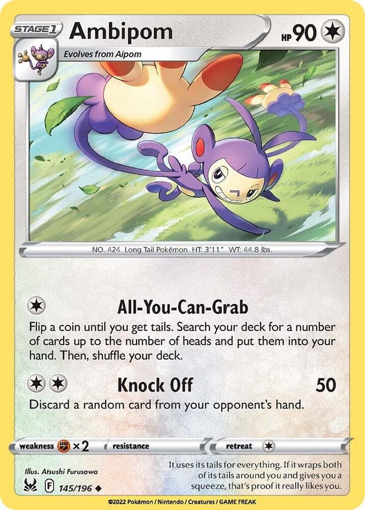 Ambipom 145/196 Reverse Holofoil — Lost Origin Pokémon card