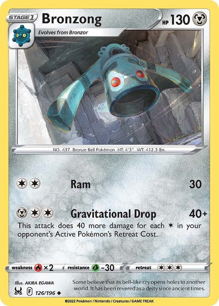 Bronzong 126/196 Reverse Holofoil — Lost Origin Pokémon card