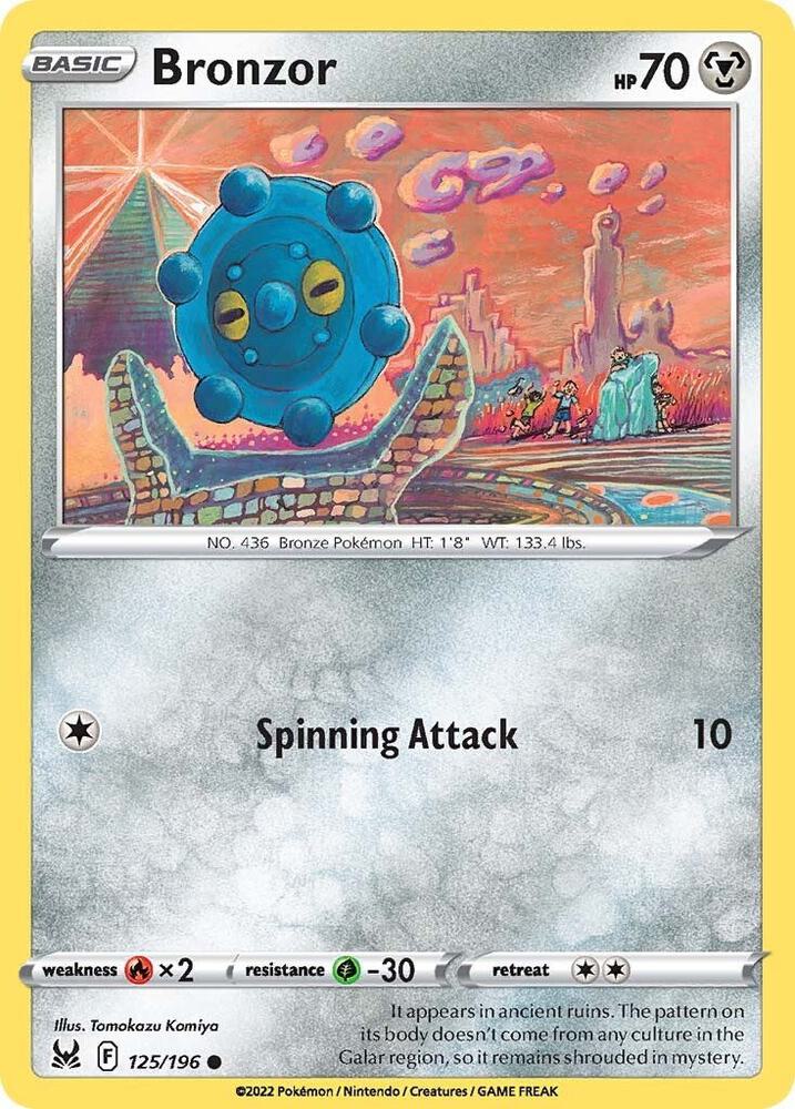 Bronzor 125/196 Reverse Holofoil — Lost Origin Pokémon card