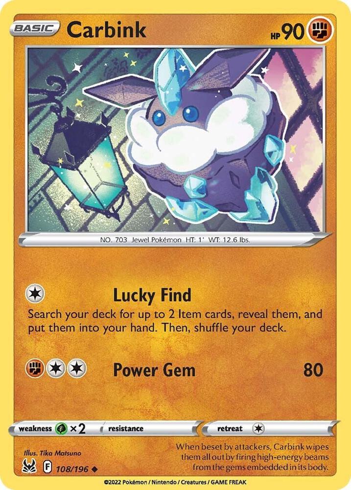 Carbink 108/196 — Lost Origin Pokémon card