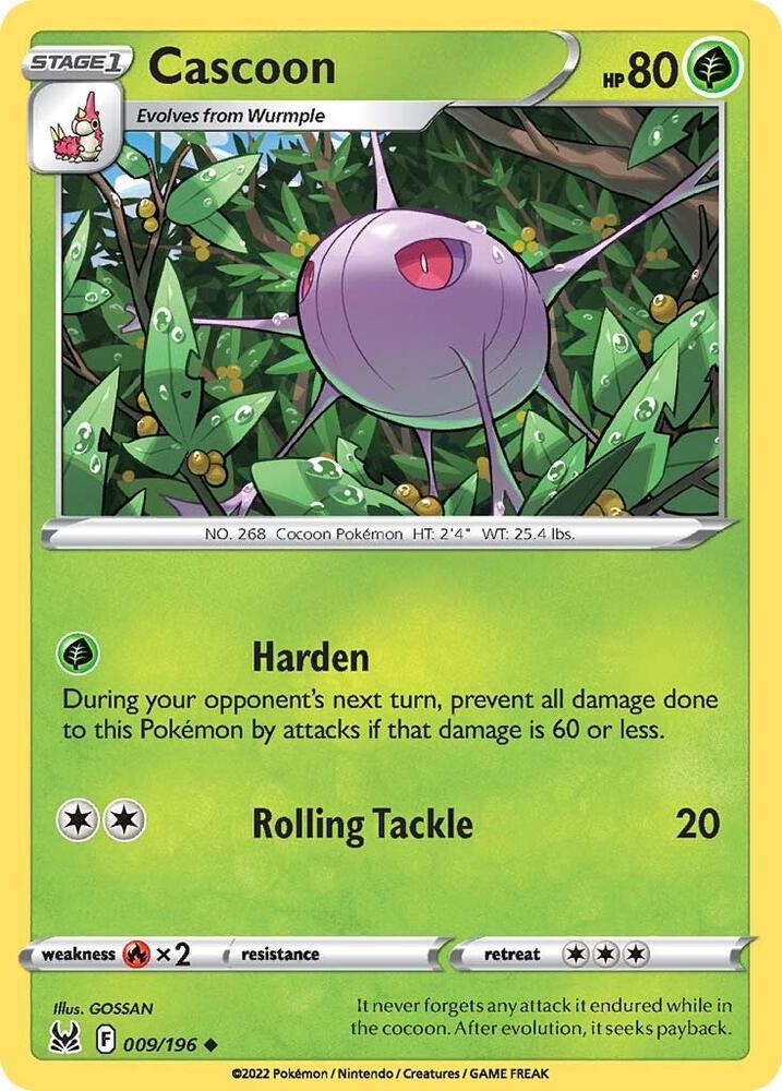 Cascoon 009/196 — Lost Origin Pokémon card