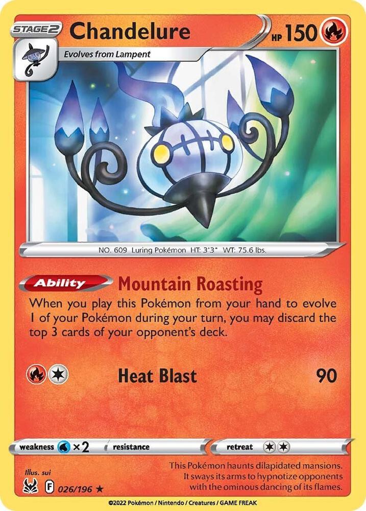 Chandelure 026/196 Reverse Holofoil — Lost Origin Pokémon card