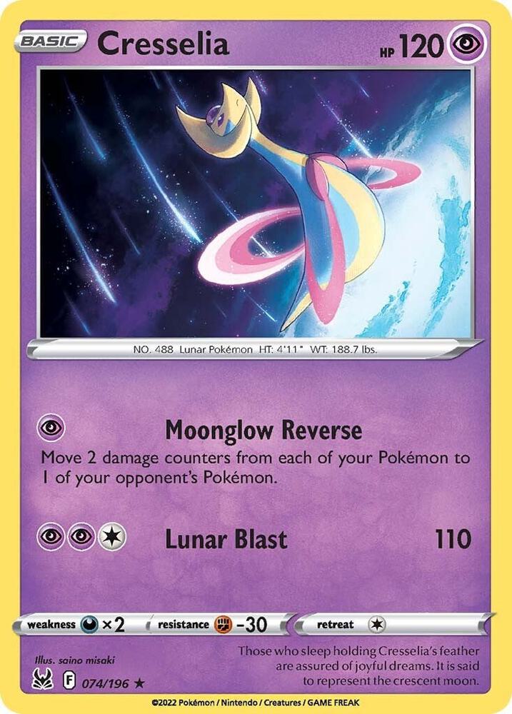 Cresselia 074/196 Reverse Holofoil — Lost Origin Pokémon card