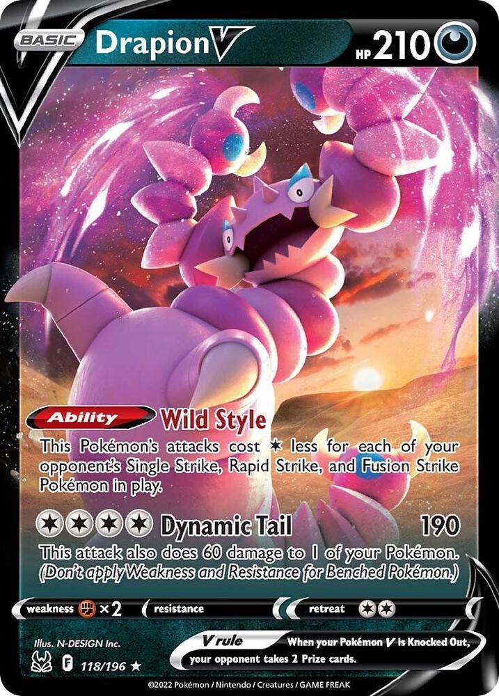 Drapion V 118/196 Holofoil — Lost Origin Pokémon card