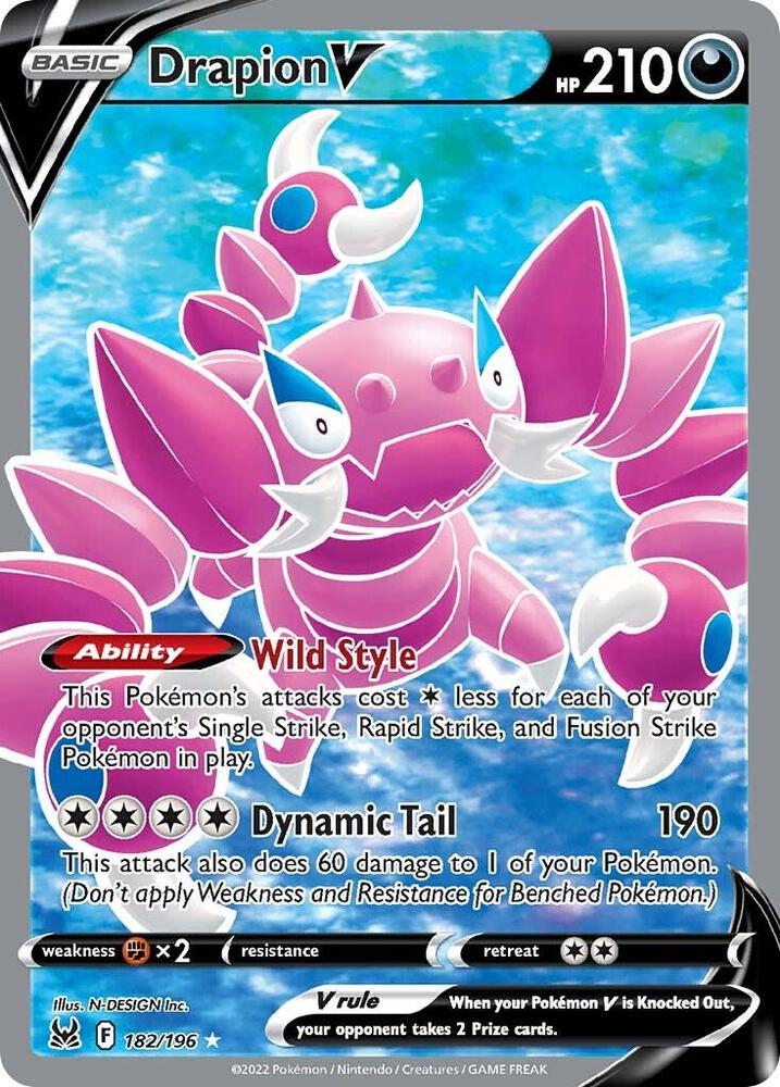 Drapion V 182/196 Holofoil — Lost Origin Pokémon card